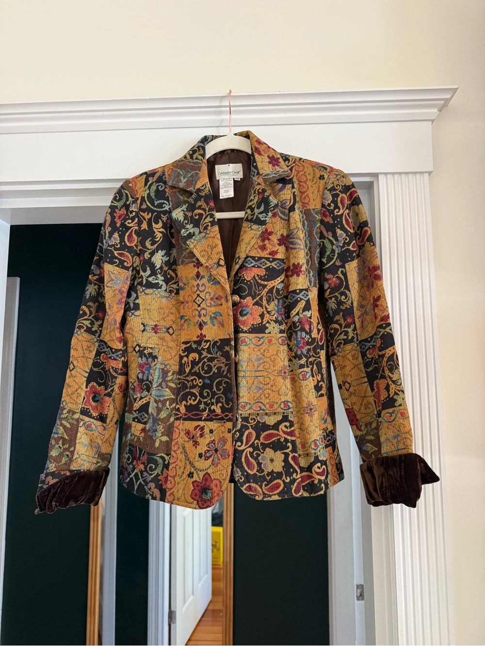 Coldwater Creek Tapestry Patchwork Floral Blazer Jacket Petite XS
